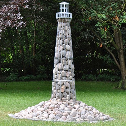 Verzinkter Leuchtturm 1,80m hoch - Perfekte Garten-Deko in Gabionen-Design!