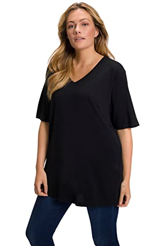 Schwarzes Damen Basic-V-Shirt von Ulla Popken in Größe 50-52 EU. Perfektes Geschenk!