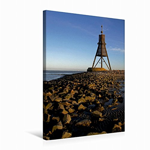 Einzigartiges Hochformat Wandbild: Die Kugelbake auf Premium Leinwand, HD-Druck von Martina Berg