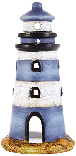 Maritimes Windlicht "Leuchturm" - Schöne Tischdeko für Wohnzimmer - Blau/Weiss