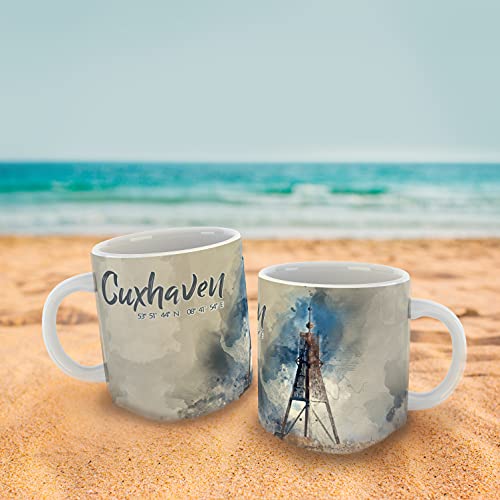 Entdecke die Cuxhaven Tasse mit "Aquarell Kugelbake" Motiv - perfektes Geschenk!