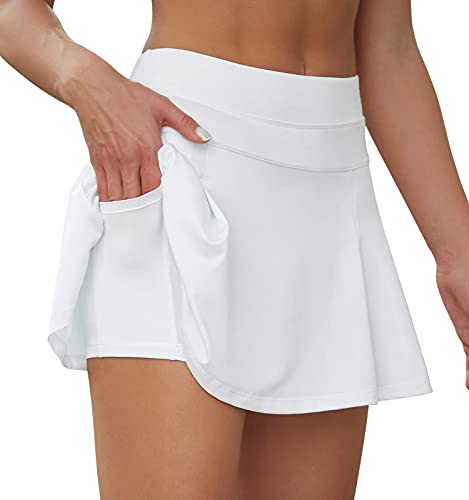 Stylischer Damen Tennisrock mit Taschen und hoher Taille in Weiß