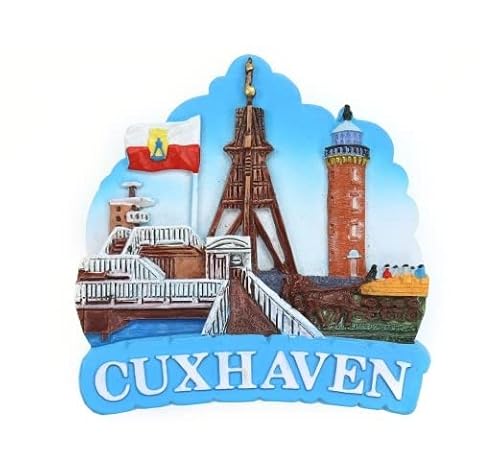 Hochglanz Cuxhaven Magnet mit Leuchtturm Kugelbake - Perfektes Souvenir aus Deutschland