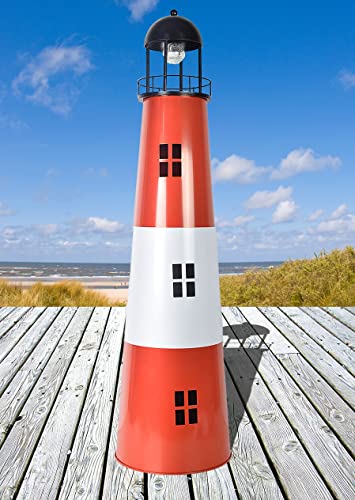 Hochwertiger Solar-Leuchtturm aus Metall, 80 cm hoch, ideales Geschenk für Gartenliebhaber