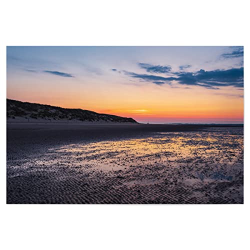 Hochwertiger Design Kunstdruck: Natur Sonnenaufgang am Wattenmeer - Poster 30x20 cm