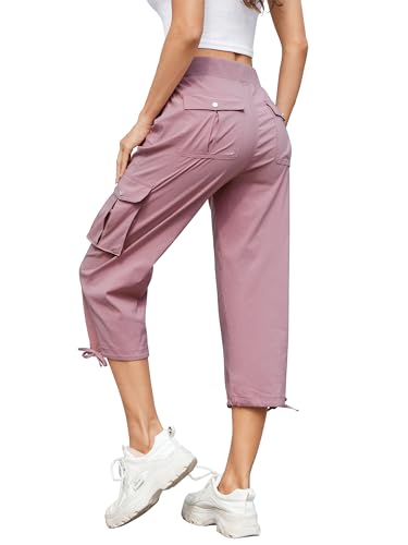 Leichte Damen Sommerhose für Sport und Reisen in Dunkelrosa, Größe XL
