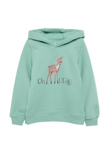 Stilvolles s.Oliver Kapuzen-Sweatshirt in hellem türkis mit Glitzerprint 116/122