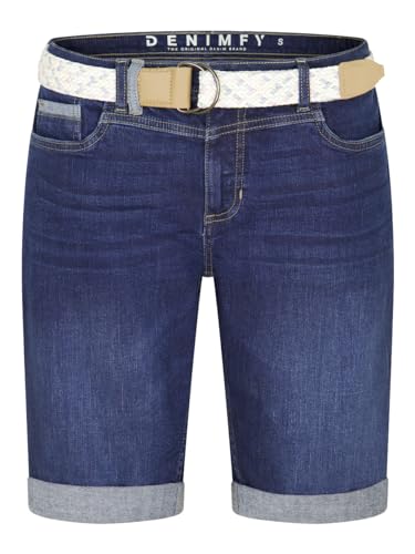 Sommerliche DENIMFY Damen Jeans Shorts mit Gürtel - Regular Fit, Größe S