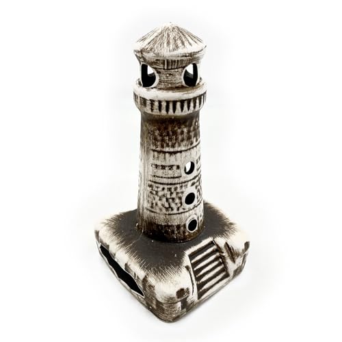 Originelle Keramik Deko: Aquarium & Terrarium Verzierung - ZooPaul Leuchtturm Säule