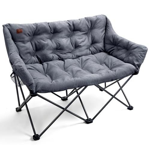 Bequemes Campingsofa für 2 Personen - Luxuriöser Klappstuhl für Outdoor-Abenteuer in Grau.