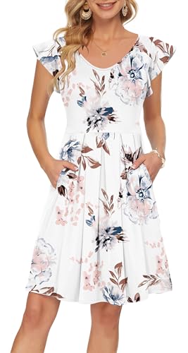Entzückendes Sommerkleid mit Blütenmuster, Taschen und V-Ausschnitt - Perfekt für Strandtage!