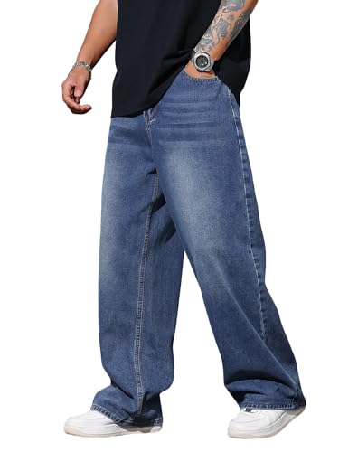 Coole Herren Hip Hop Baggy Jeans - Streetwear für Skateboarder, Y2K Style, G10 Blau