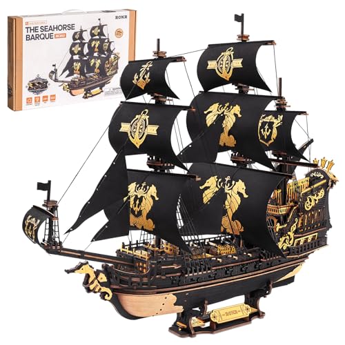 Einzigartiges Geschenk für Männer: ROKR Seepferdchen Barke 3D Puzzle Modellbausatz aus Holz