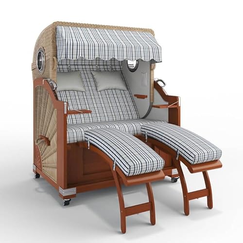 Exklusiver Strandkorb Keitum Mahagoni mit Bullaugen und edlem Design!