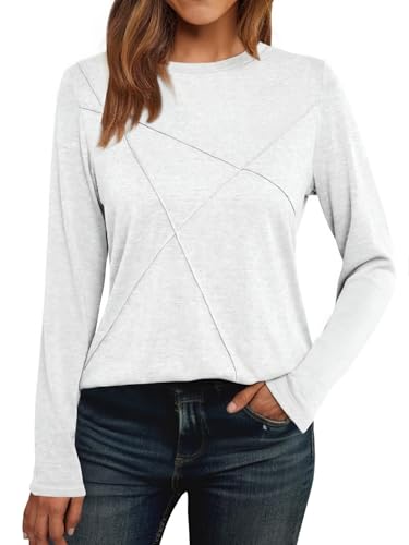 Elegantes Damen Langarmshirt - Crew Neck Pullover in Weiß, Größe XL 46-48