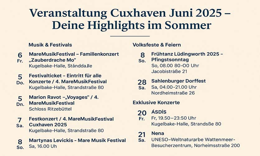 Veranstaltung Cuxhaven Juni 2025
